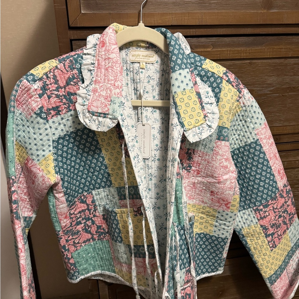 Simply Southern Multicolor Patchwork Bomber Jacke… - image 2